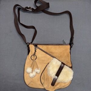 VINTAGE UGG SHEEPSKIN SUEDE CROSSBODY SHOULDER BAG